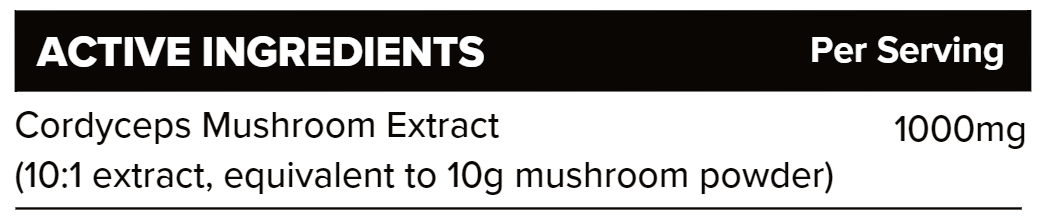 Cordyceps Mushroom (10:1 extract) Nutritional Facts
