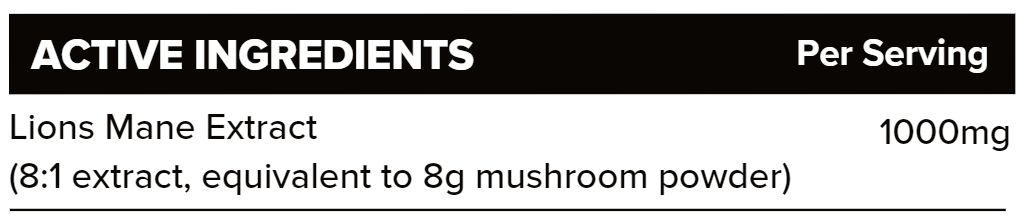 Lion's Mane Mushroom (8:1 extract) Nutritional Facts